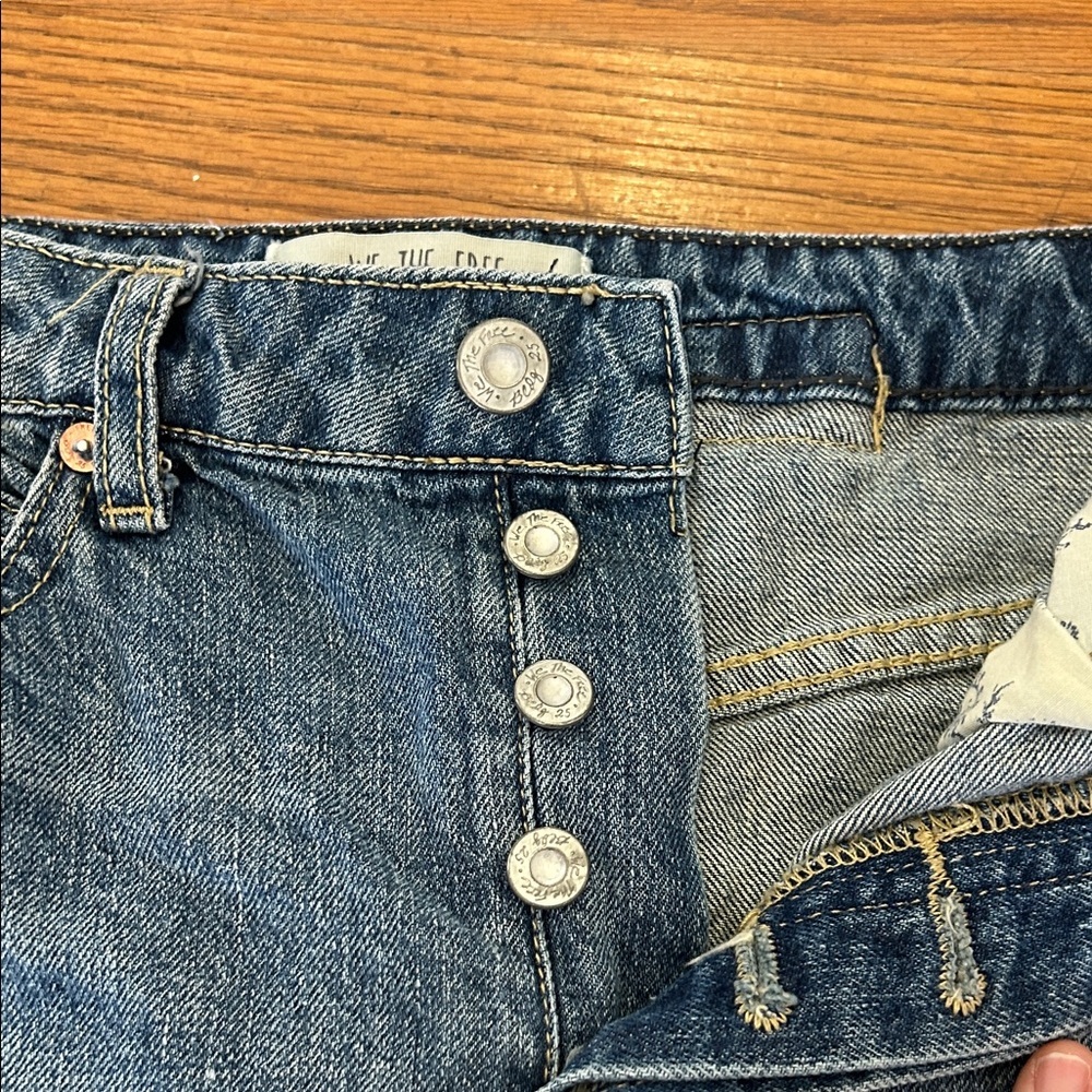 We The Free Denim Skirt Women’s 25 Blue Frayed Mini Distressed Festival - Picture 6 of 11